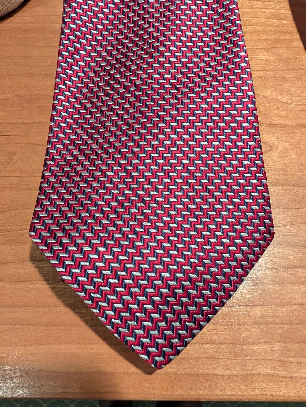 Ike Behar Red Chevron Silk Tie